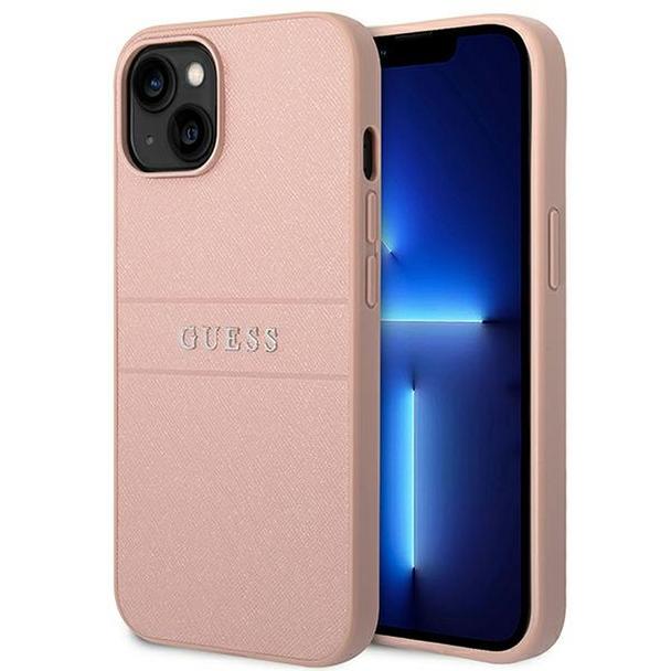 GUESS futerał do IPHONE 14 Plus GUHCP14MPSASBPI (Saffiano With Metal Logo) różowy