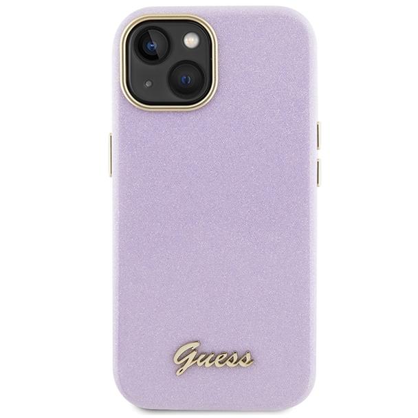 GUESS futerał do IPHONE 13 / 14 / 15 GUHCP15SPGMCSL (Glitter Glossy Script) liliowy