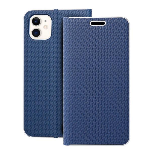 Etui z klapką na iPhone 11 Luna Book Carbon niebieskie