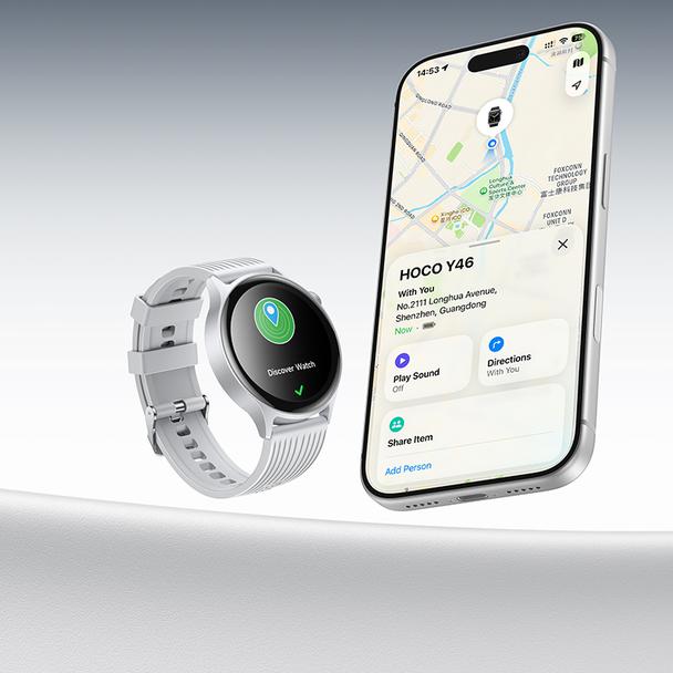 Smartwatch 1,39" IP67 TFT z funkcją rozmowy Hoco Y46 srebrny