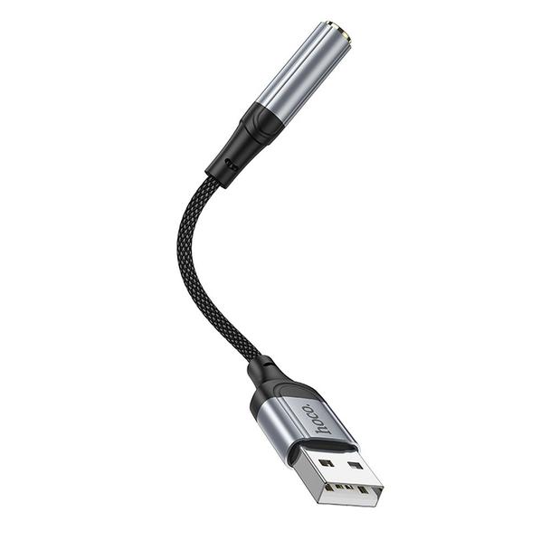Adapter AUX USB A do Jack 3,5 mm Hoco 0,12 m LS36 czarny