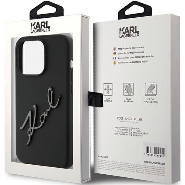 KARL LAGERFELD futerał do IPHONE 15 Pro Max KLHCP15XSKSBMCK (Silicone Karl Script Logo) czarny