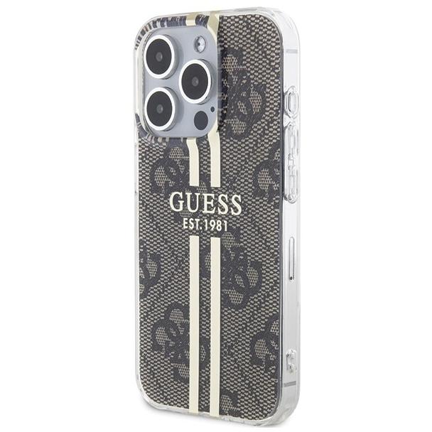 GUESS futerał do IPHONE 15 Pro Max GUHCP15XH4PSEGW (4G Gold  Stripe) brązowy