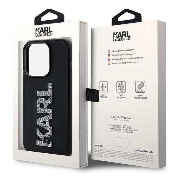 KARL LAGERFELD futerał do IPHONE 15 Pro Max KLHCP15X3DMBKCK (3D Logo Glitter) czarny
