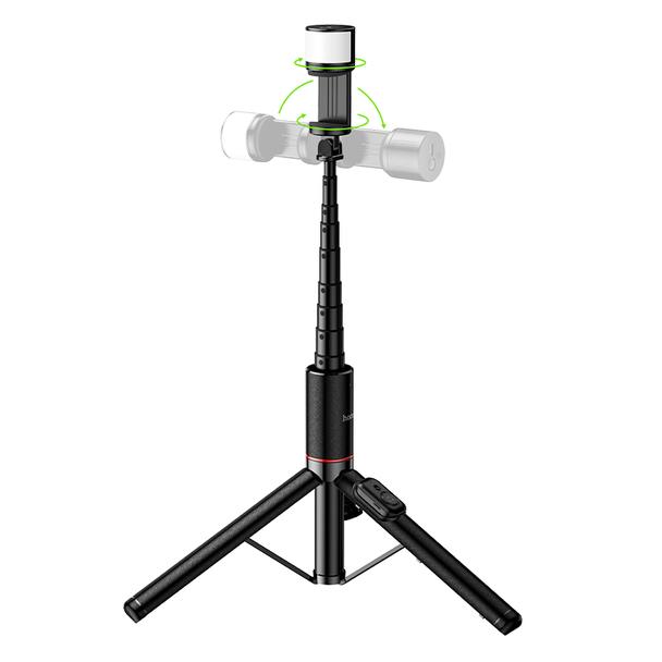 Selfie stick tripod z pilotem bezprzewodowym + światłem LED Hoco K34 czarny