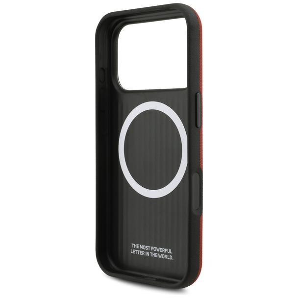 BMW futerał do IPHONE 17 Pro kompatybilny z MagSafe BMHMP17L25PFWSMR (PU FW Metal Logo) red