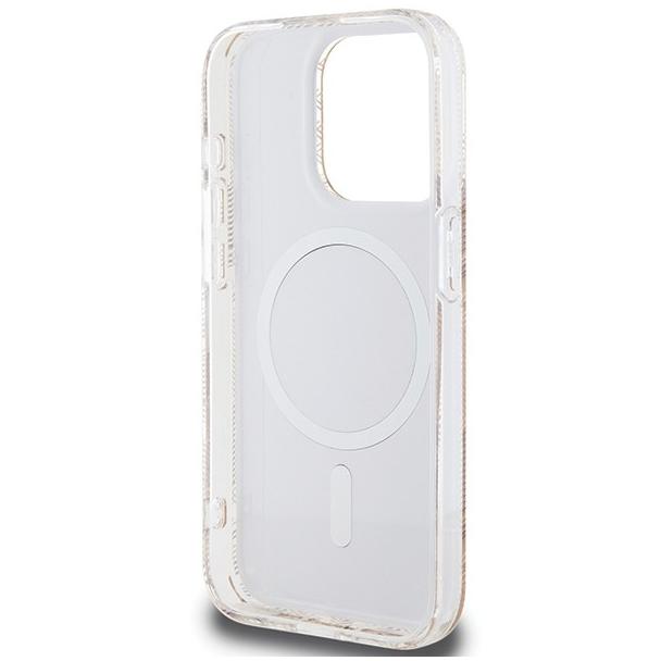 GUESS futerał do IPHONE 15 Pro kompatybilny z MagSafe GUHMP15LHGCUSTGW (IML GCUBE) brązowy