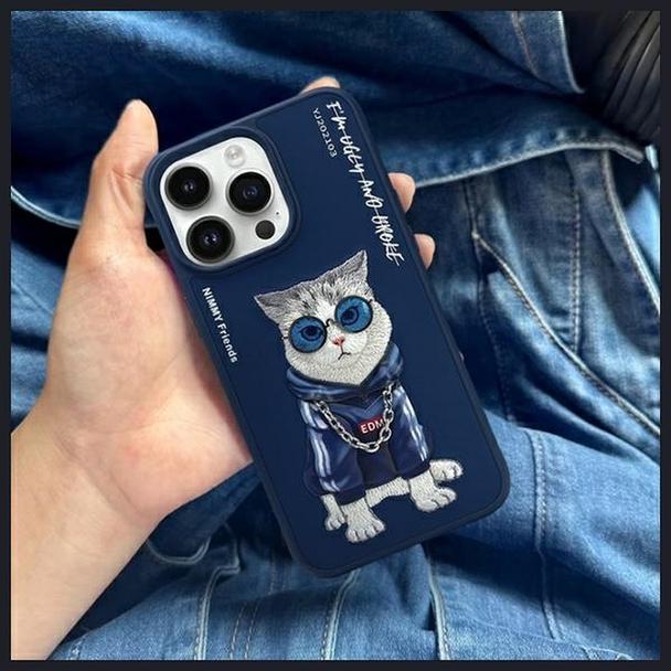 NIMMY futerał GLASSES COOL CAT do IPHONE 15 Pro Max niebieski