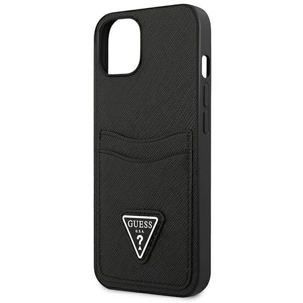 GUESS futerał do IPHONE 13 Mini GUHCP13SPSATPK (Saffiano Double Card Triangle) czarny