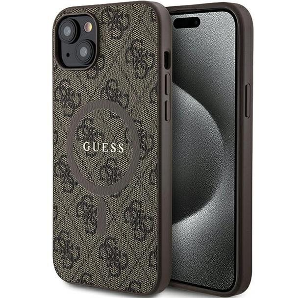 GUESS futerał do IPHONE 15 Plus / 14 Plus GUHMP15MG4GFRW (Leather 4G Metal Logo) brązowy