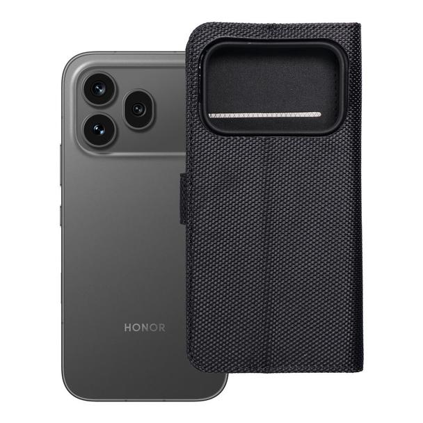 Etui z klapką na Honor 600 PRO 4Card RFID antykradzieżowe tech fabric czarne