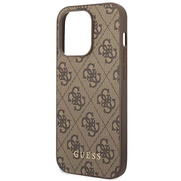 GUESS futerał do IPHONE 14 Pro GUHCP14LG4GFBR (4G Gold Logo) brązowy
