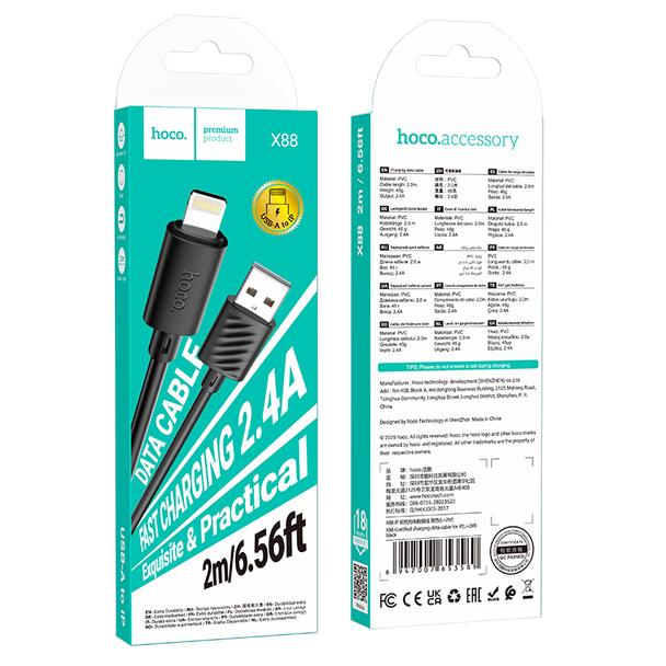 Kabel USB A do Lightning Hoco 2,4A 2 m X88 czarny
