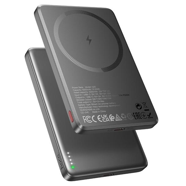 Powerbank zgodny z MagSafe Hoco 5000 mAh QC PD 2A 20W Q26 szary
