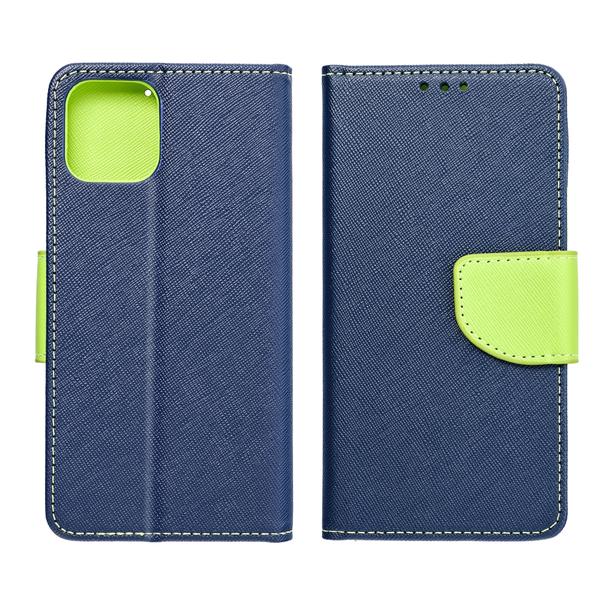 Etui z klapką na Samsung S25 PLUS Fancy Book granatowo-limonkowe