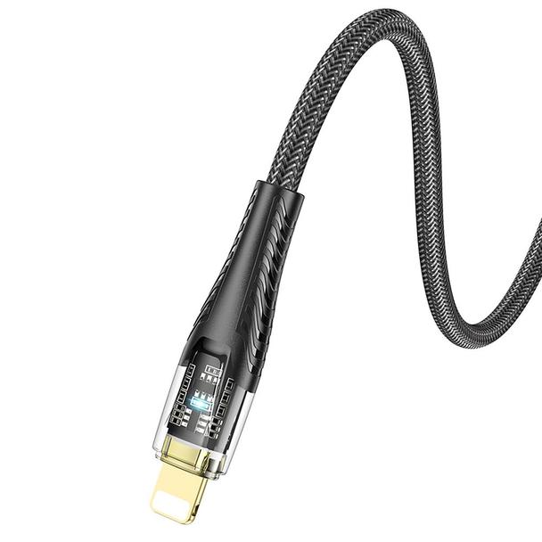 Kabel USB C do Lightning Hoco PD 27W 1,2 m U121 czarny transparentny