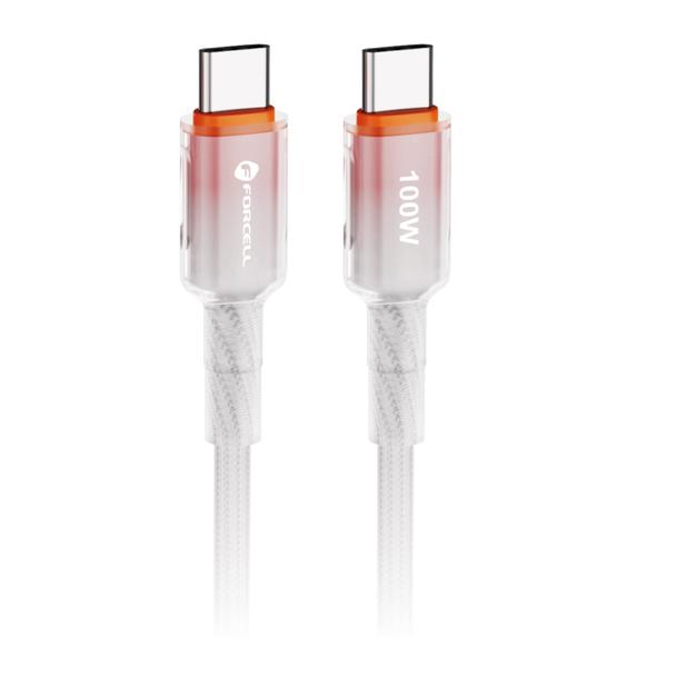 Kabel USB-C do USB-C Forcell F-Energy QC4.0 PD 5A 100W Gradient 1 m C357 biały 0INT