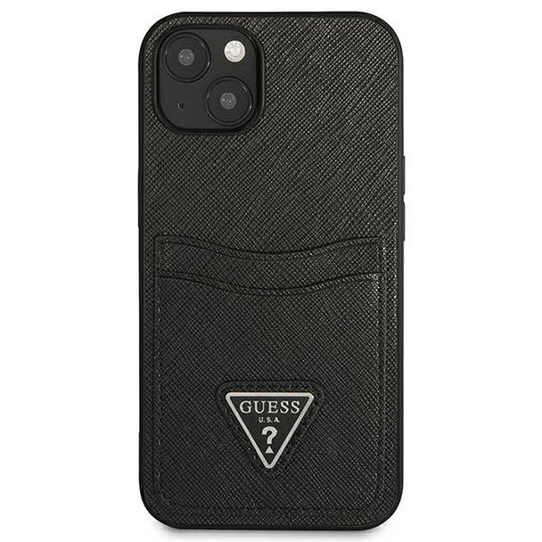 GUESS futerał do IPHONE 13 Mini GUHCP13SPSATPK (Saffiano Double Card Triangle) czarny