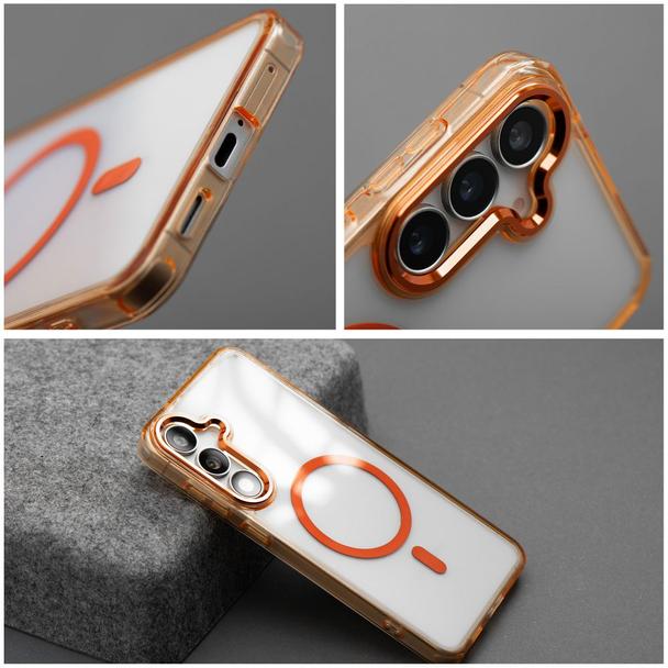 Futerał do Samsung A17 Frame Clear Hybrid Mag Cover zgodny z MagSafe pomarańczowy