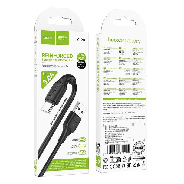 Kabel USB A do USB C Hoco 3A 1 m X120 czarny