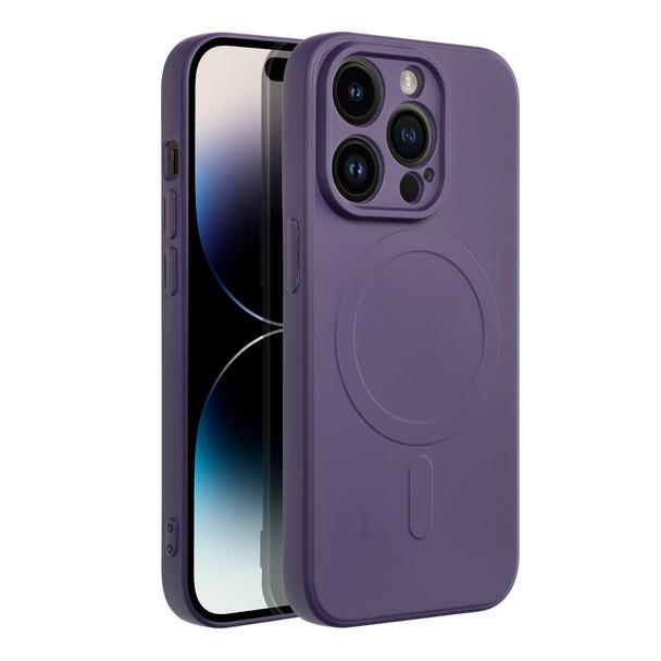 Futerał do iPhone 14 PRO Silicone Mag Cover zgodny z MagSafe ciemnofioletowy