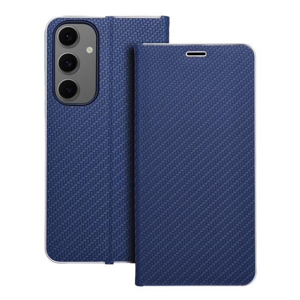 Etui z klapką na Samsung S24 FE Luna Book Carbon niebieskie
