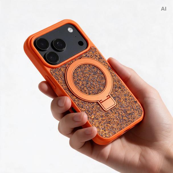 Etui na iPhone 18 Pro / 17 Pro Quartz Circle Stand Mag Cover orange