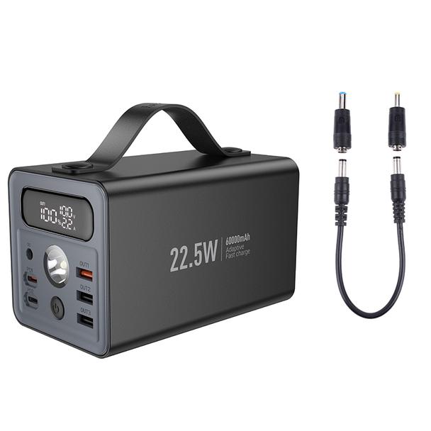 Powerbank Hoco 60000 mAh QC PD 3A 22,5W DC12V z wbudowaną latarką J138 czarny