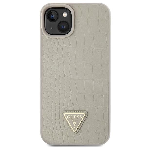 GUESS futerał do IPHONE 13 / 14 / 15 GUHCP15SPCRTHCD (Croco Triangle Metal Logo) złoty