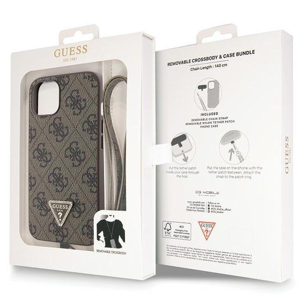 GUESS futerał do IPHONE 13 / 14 / 15 GUHCP14SP4TDSCPW (Crossbody 4G Metal Logo) brązowy