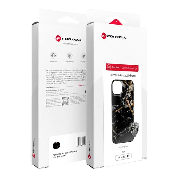 Etui na iPhone 15 PRO MAX Forcell F-Protect Mirage zgodne z MagSafe Military Drop-Test black marble