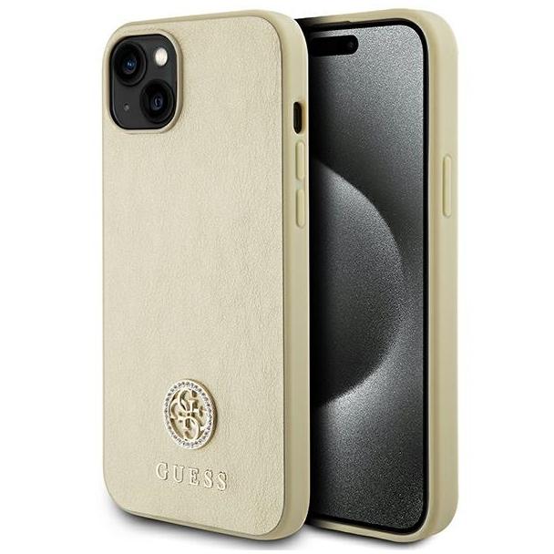 GUESS futerał do IPHONE 13 / 14 / 15 GUHCP15SPS4DGPD (Leather 4G Metal Logo Strass) złoty