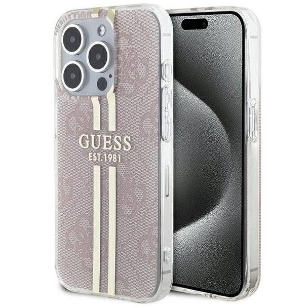 GUESS futerał do IPHONE 14 Pro Max GUHCP14XH4PSEGP (4G Gold  Stripe) różowy