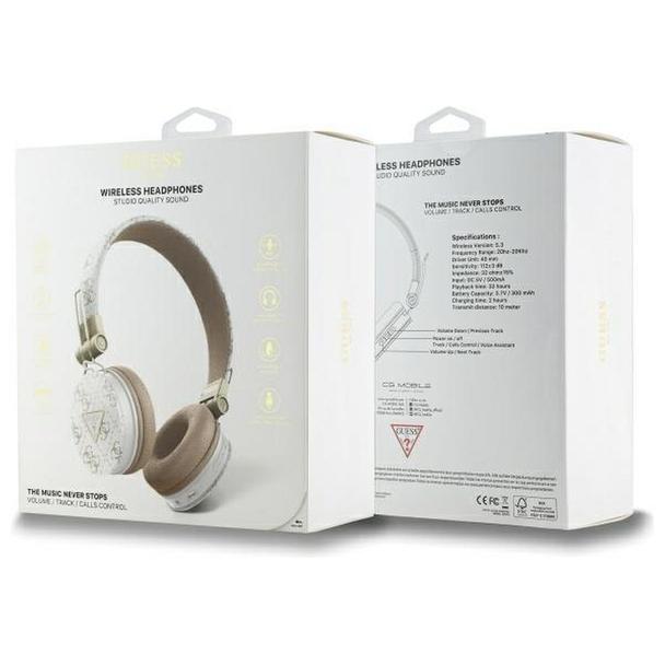 GUESS słuchawki bezprzewodowe bluetooth nagłowne ENC GUBH70E4PTMH (PU 4G Triangle Round Shape) białe