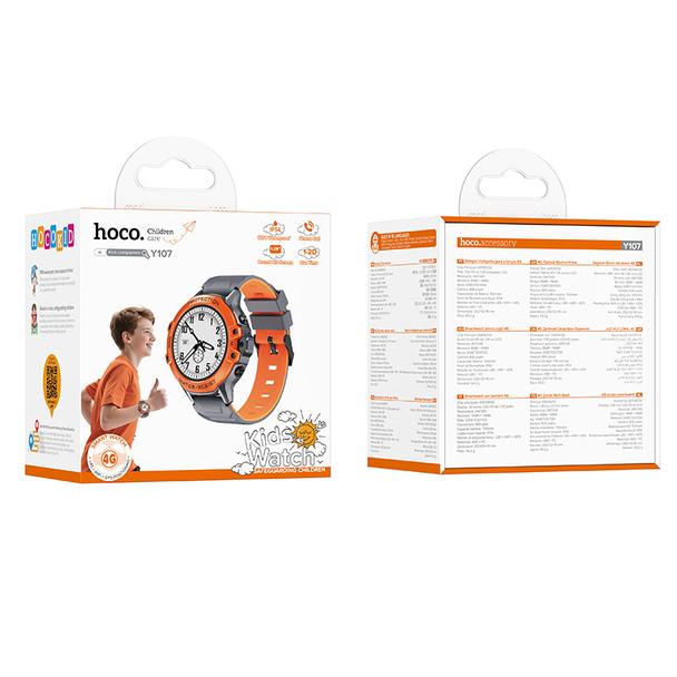 Smartwatch dla dzieci Hoco 1,28" 4G GPS z funkcją rozmowy Y107 pomarańczowy