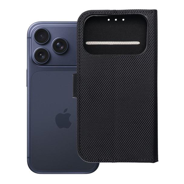 Etui z klapką na iPhone 17 antykradzieżowe 4Card RFID tech fabric czarne