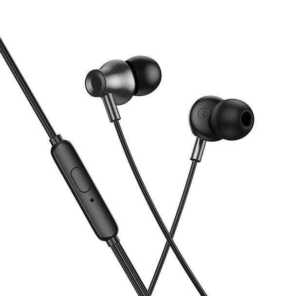 Słuchawki przewodowe douszne z mikrofonem Jack 3,5 mm/USB C Hoco M119A czarne
