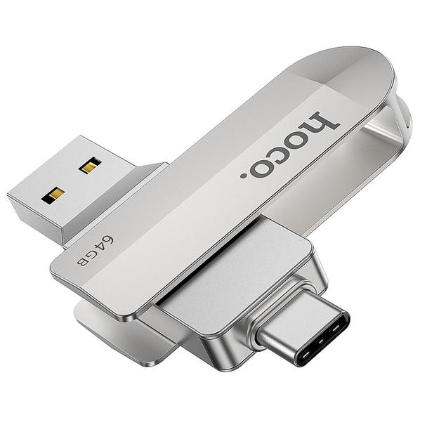 Pendrive 64GB USB 3.0 (USB A + USB C) Hoco UD10 srebrny