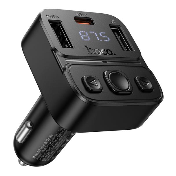 Transmiter samochodowy bluetooth Hoco USB A + USB C QC PD 35W E87 czarny