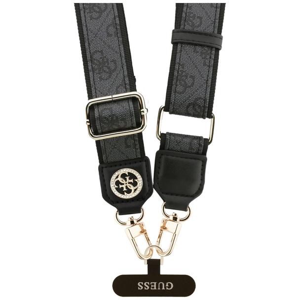 GUESS uniwesalny pasek GUUCNP4DGMK (4G PU Strap Tether Patch Strass Metal Logo) czarny