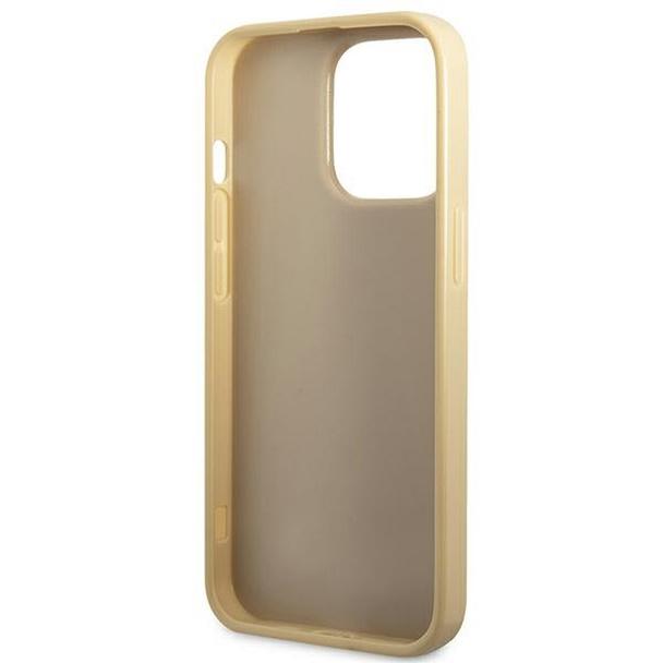 GUESS futerał do IPHONE 14 Pro Max GUHCP14XHGGSHD (Glitter Flakes Script Metal Logo) złoty