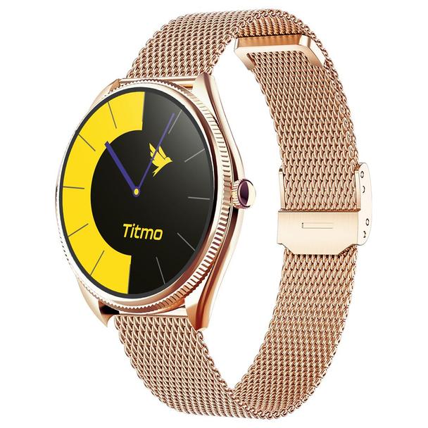 Smartwatch TITMO O-170 (AMOLED, bluetooth call, pasek stal szlachetna gold mesh) złoty 0INT