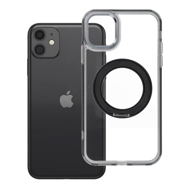 Etui na iPhone 11 Frame Circle Stand zgodne z MagSafe czarne