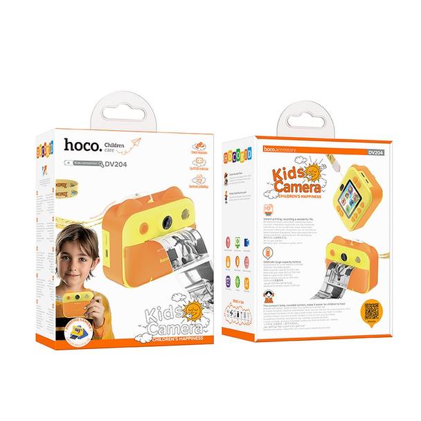 Aparat cyfrowy dla dzieci z drukarką i funkcją selfie Hoco 2,4" DV204 żółty