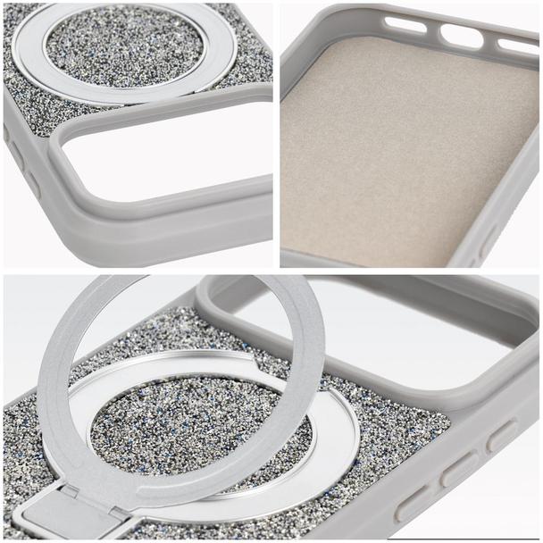 Etui na iPhone 18 Pro / 17 Pro Quartz Circle Stand Mag Cover srebrne