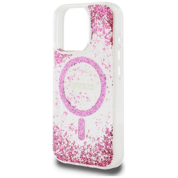 GUESS futerał do IPHONE 16 Pro kompatybilny z MagSafe GUHMP16LRGRGEP (Resin Bottom Glitter) różowy