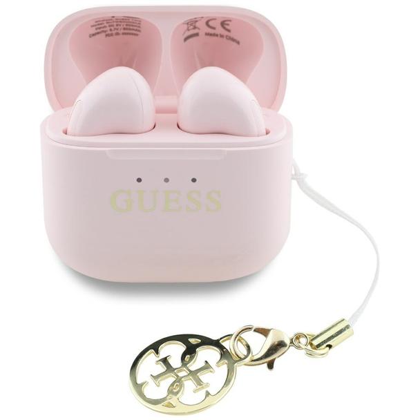 Słuchawki bezprzewodowe douszne Guess TWS Effect Printed Classic Logo & Charm różowe