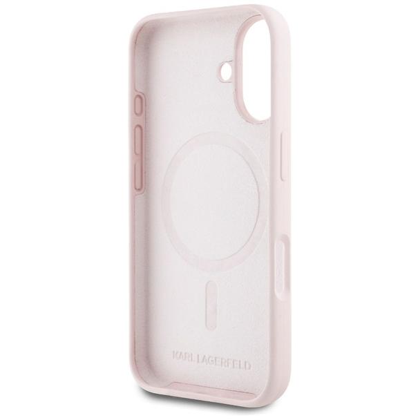 KARL LAGERFELD futerał do IPHONE 16 kompatybilny z MagSafe KLHMP16SSKCHTCP (Silicone KC Heads) różowy