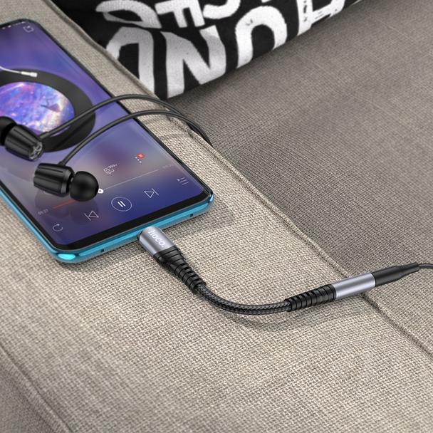 Adapter AUX Jack 3,5 mm do USB C Hoco LS33 szary