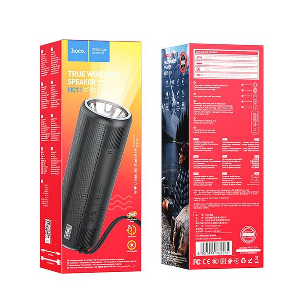 Głośnik bluetooth z latarką 2 x 15W 2h Hoco HC11 czarny